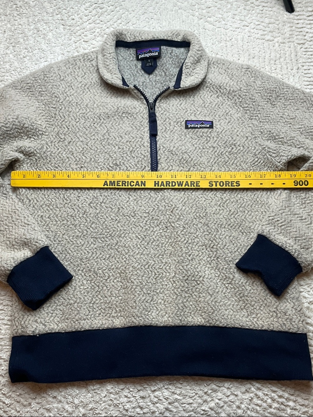 Patagonia W's Woolyester Fleece Pullover Oatmeal Heather Color Size Small - Picture 10 of 16